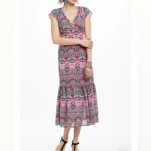 Anthropologie Vanessa Virginia Mural Maxi Dress Beaded Multicolor Size 0